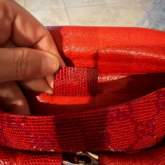 Gucci red Crystal GG beaded handbag with lizard skin and silver horsebit - Picture 11 of 11